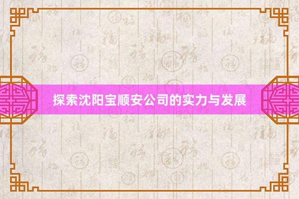 探索沈阳宝顺安公司的实力与发展